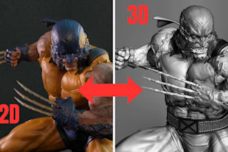 create 3d character model from image or sketch for 3d printing stl