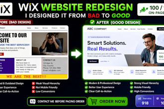 wix website redesign, wix redesign, website redesign, redesign wix website