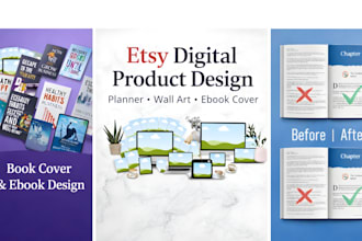 etsy digital product design printable planner wall art ebook cover template art
