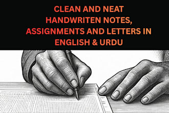 provide neat  handwritten notes, assignments and letters in english and urdu