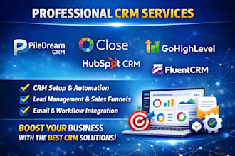 setup fluent crm close io, gohighlevel, piledream crm, hubbspot crm
