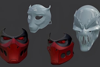 sculpt 3d futuristic helmet model 3d cosplay 3d mask design for 3d printing