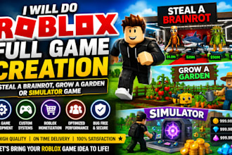 do roblox full game creation, steal a brainrot, grow a garden or simulator game