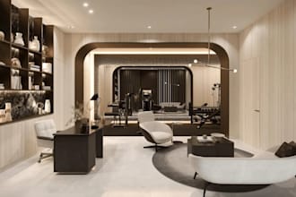 design modern commercial interior and exterior office spa gym hotel 3d rendering