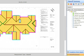 do fast precise roof takeoff material shingles, metal,flat roof
