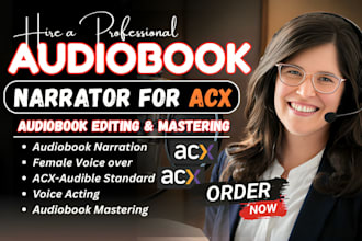 be your audiobook narrator, romance novel female voiceover, acx audiobook