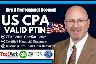 write sign and stamp US CPA letter, audit review financial statement, ptin CPA