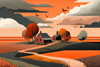 illustrate beautiful flat landscape illustration art