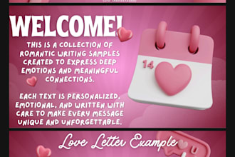 write romantic love letters, messages and fanfics