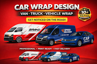 design custom car wrap, van wrap, truck wrap and vehicle wrap design