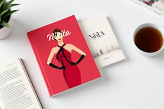 create a book cover sticker and tshirt design for you