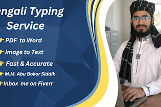 do bengali typing PDF to word image to text and data entry