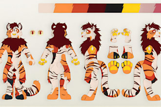 create a detailed furry reference sheet for your fursona or oc