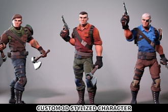 create 3d stylized game character model and 3d stylized game assets in blender