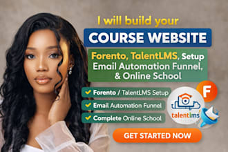 build course website with forento or talentlms setup, email automation funnel