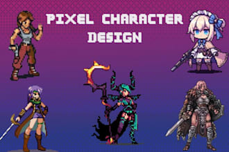 do pixel art character, pixel sprite sheet,8bits and 2d game assets for game art