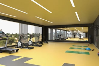 design your gym or fitness studio interior in realistic 3d