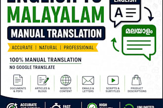 do accurate english to malayalam manual translation
