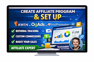 create affiliate program, setup with awin, ogads or firstpromoter