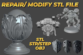 fix, repair stl, edit modify and convert stl to stp, step file for printing