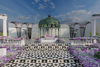 design creative event decor with moodboards, 2d layout and 3d visualization