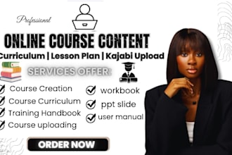 create online course creation, curriculum, lesson plan, kajabi course uploading