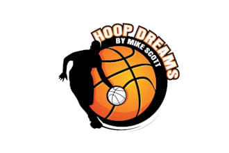create a sleek athletic logo for hoop dreams by mike scott