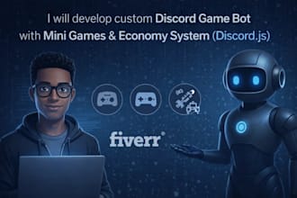 develop custom discord bot, game bot , mini game , economy system discordjs