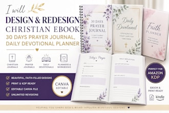 design workbook christian ebook 30 days prayer journal, daily devotional planner