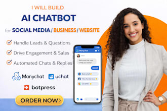 build ai chatbot for social media business website using manychat uchat botpress