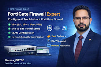 configure and troubleshot your fortigate firewall, VPN, tunnel and vlans