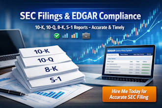 prepare andfile sec 10k, 10q, 8k, s1 reports and manage edgar compliance