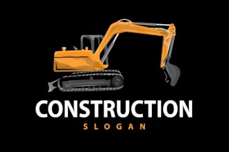 design strong construction, machinery and heavy equipment logo