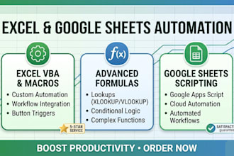 automate excel macros, vba, formulas and google sheets