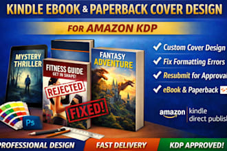 do amazon KDP kindle ebook cover design fix rejected paperback book cover design