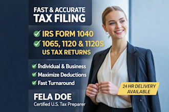 prepare and file irs form 1040, 1065, 1120, and 1120s US tax returns