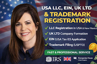 do USA llc, ein, new mexico llc, UK ltd formation and trademark registration