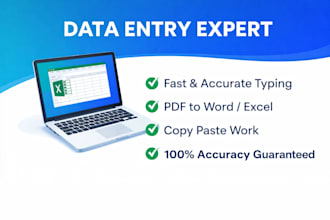 fast data entry, copy paste, typing and excel work
