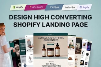 design shopify landing page in replo gempages pagefly instant page builder