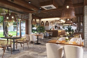renovate beach restaurant, bar interior remodel,seafood lounge,cgi banquet hall