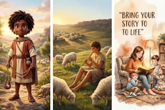 create a christian ebook book cover and illustration for kids