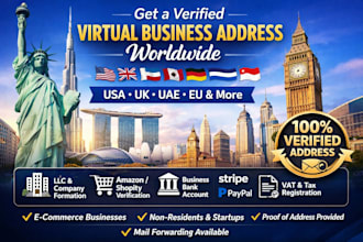 provide verified virtual business address or physical office address worldwide