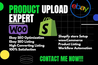 add products, upload, optimize to esty, shopify, woocommerce, ebay seo or amazon