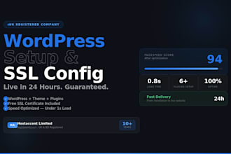 install wordpress, set up hosting and configure SSL for your website