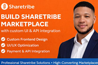 build sharetribe flex marketplace, bubble mvp b2b frontend UI UX API integration