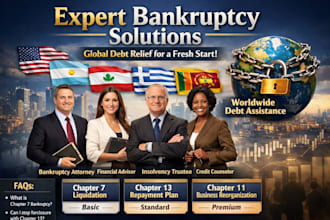 handle business , personal bankruptcy worldwide all chapters 7, 11, 13
