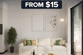 create a simple 3d interior render fast
