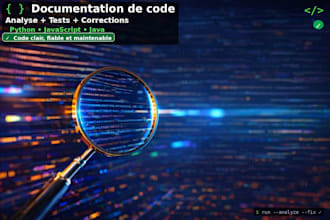 je documente analyse et teste votre code python javascript java