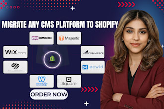 migrate wordpress, weebly, wix, bigcommerce, etsy, squarespace to shopify store