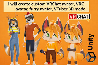 create custom vrchat avatar, vrc avatar, furry avatar vtuber 3d model